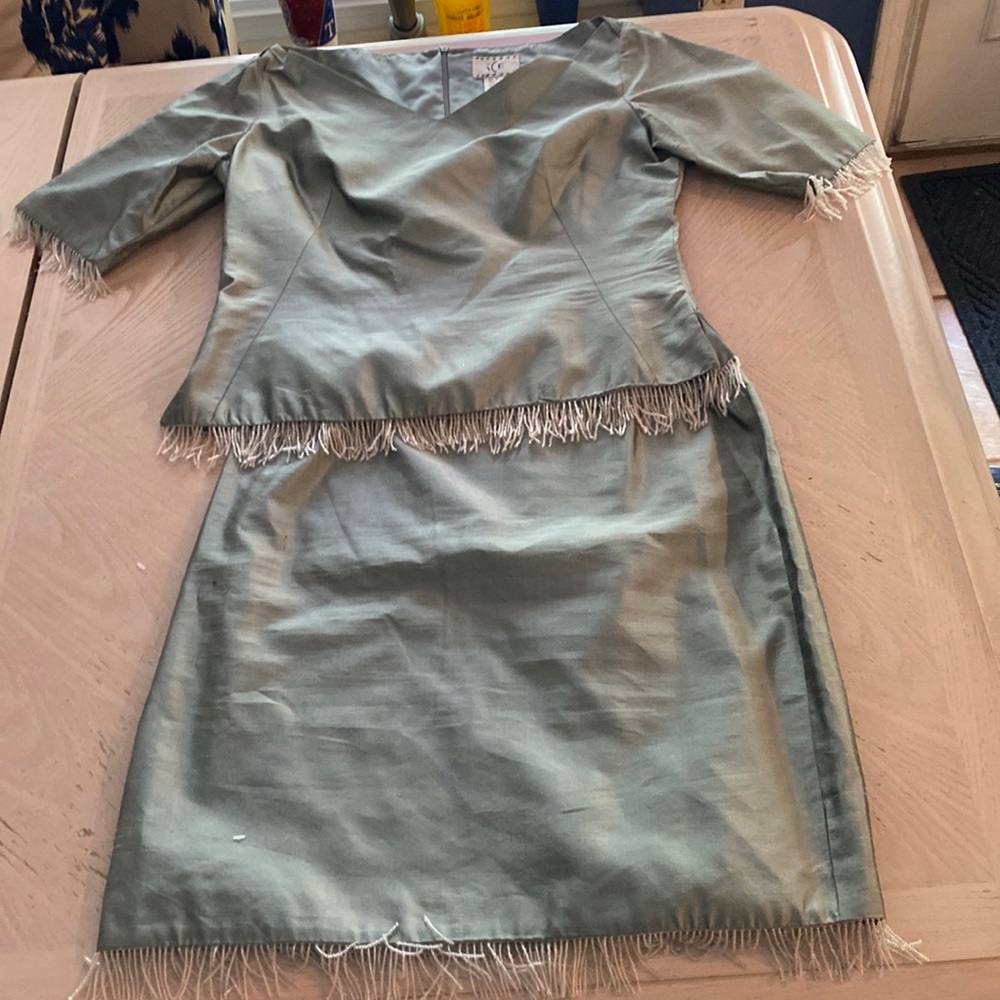 Size 10, silk top and skirt set
